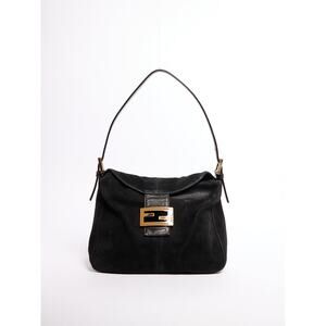 Fendi Black Suede Mamma Shoulder Bag